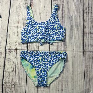 Treasure & Bond Kids Reversible Two-Piece Bikini Swimsuit Tie Dye & Stripe Sz 12
